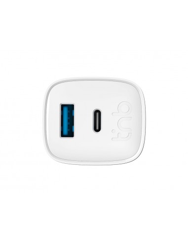 Cargador de pared tnb gan 45 w usb-c + usb a color blanco
