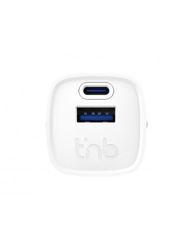 Cargador de pared tnb gan 30 w usb-c + usb a color blanco