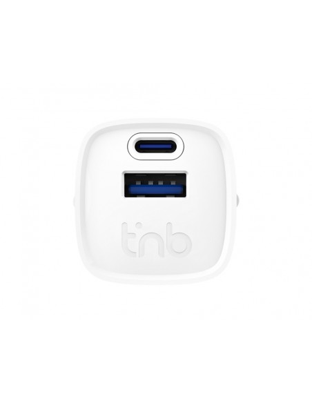 Cargador de pared tnb gan 30 w usb-c + usb a color blanco