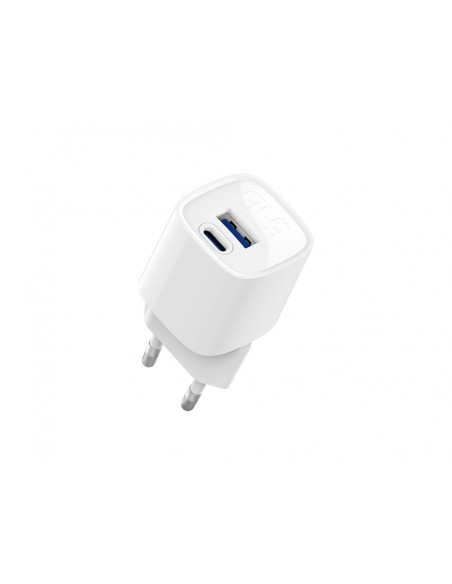 Cargador de pared tnb gan 30 w usb-c + usb a color blanco