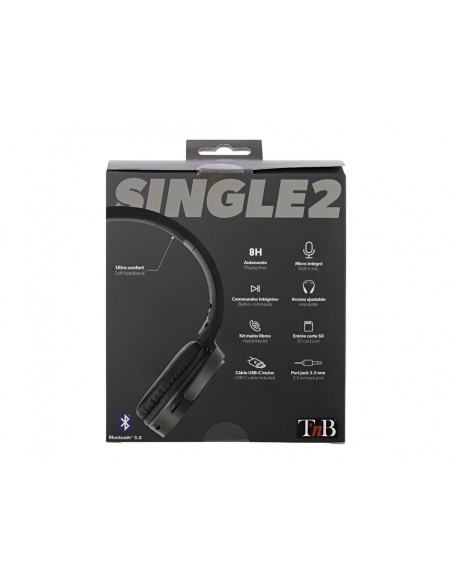 Auriculares tnb single2 diadema inalambrico bluetooth 5.0 color negro