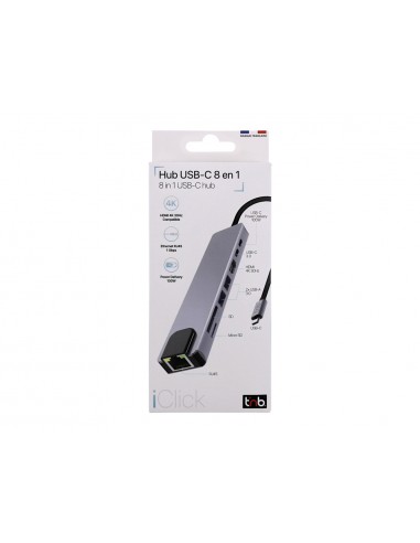 Hub tnb iclik 8 en 1 usb-c color aluminio