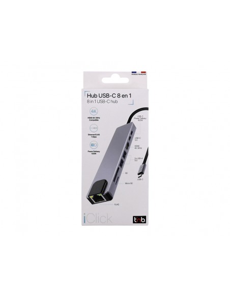 Hub tnb iclik 8 en 1 usb-c color aluminio