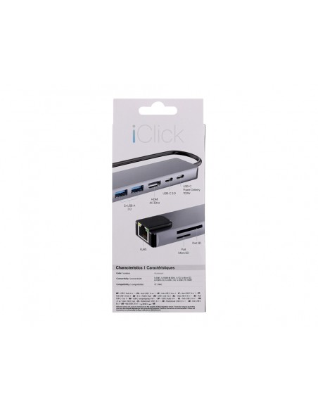 Hub tnb iclik 8 en 1 usb-c color aluminio