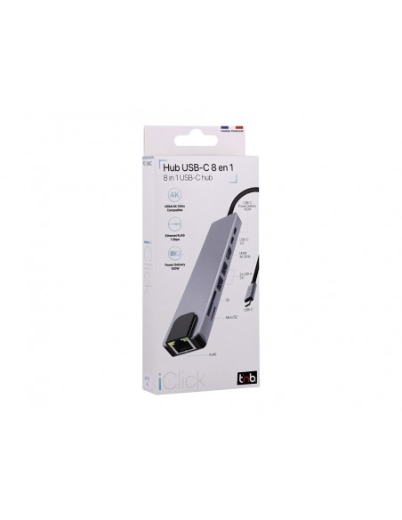 Hub tnb iclik 8 en 1 usb-c color aluminio