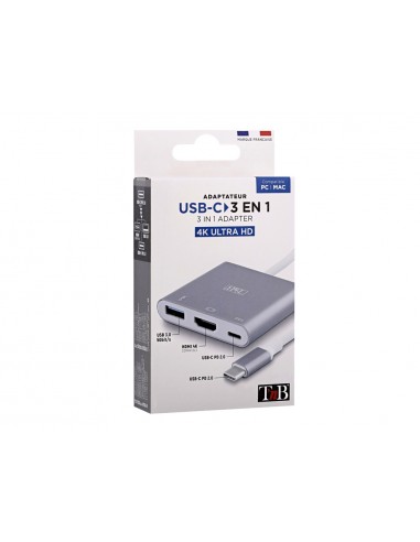 Adaptador de video tnb tipo c a hdmi 3 en 1 color gris