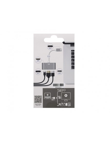 Adaptador de video tnb tipo c a hdmi 3 en 1 color gris