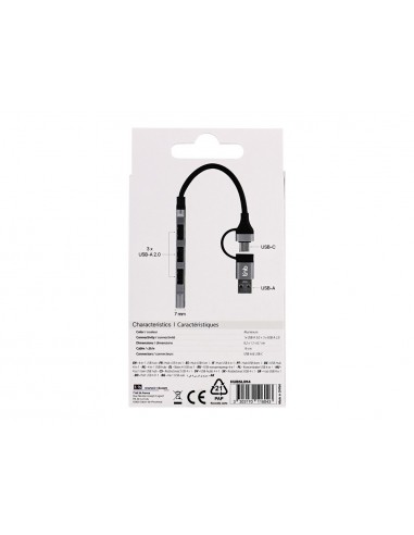 Hub tnb ultrafino usb-a /usb-c 4xusb-a color aluminio
