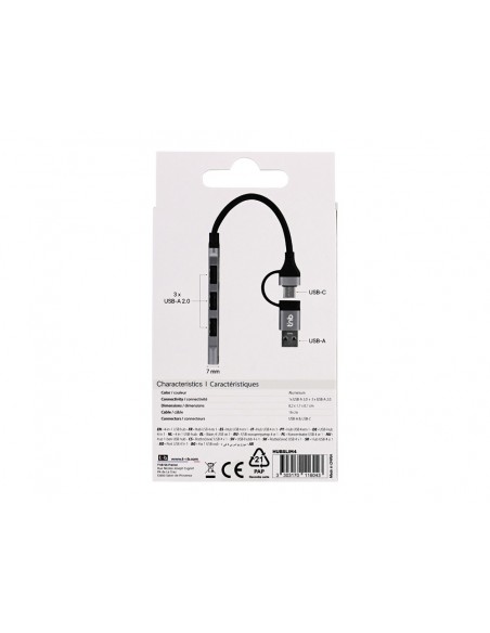 Hub tnb ultrafino usb-a /usb-c 4xusb-a color aluminio
