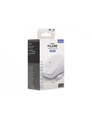 Raton tnb shark optico 1000 dpi mac/pc/linux con cable usb-a color blanco