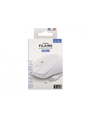 Raton tnb shark optico 1000 dpi mac/pc/linux con cable usb-a color blanco