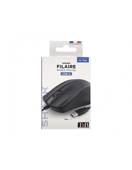 Raton tnb shark optico 1000 dpi mac/pc/linux con cable usb-a color negro