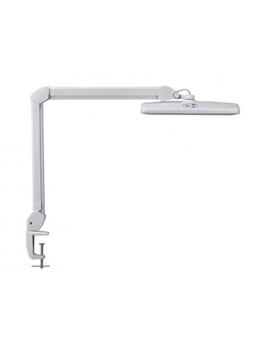 Lampara de escritorio maul led con pinza cabezal inclinable y giratorio color blanco