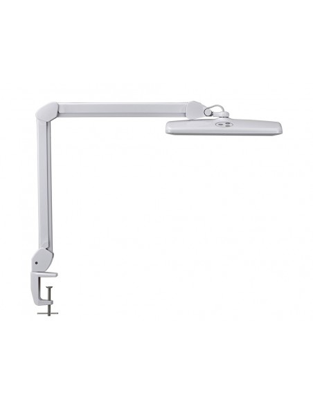 Lampara de escritorio maul led con pinza cabezal inclinable y giratorio color blanco