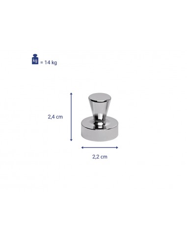 Iman maul conico de neodimio 22 cm diametro peso maximo 14 kg pack de 4 unidades acero inoxidable