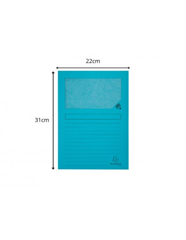 Subcarpeta cartulina exacompta reciclada 130 g din a4 con ventana azul claro