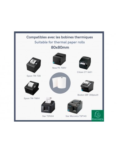 Rollo sumadora exacompta termico 80x80 mm 48 g/m2 sin bpa