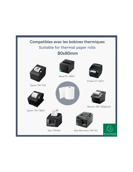 Rollo sumadora exacompta termico 80x80 mm 48 g/m2 sin bpa