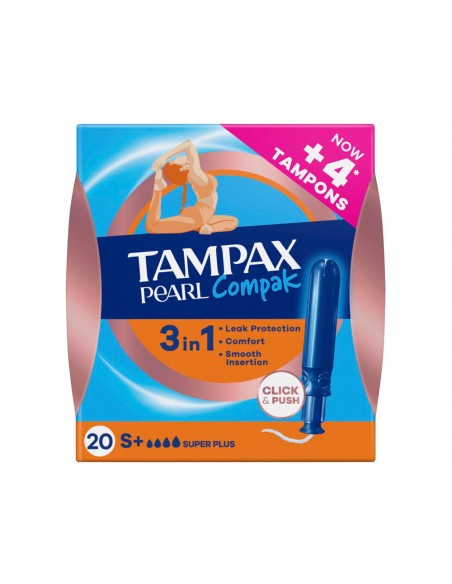 Tampon tampax pearl compak super plus caja de 20 unidades