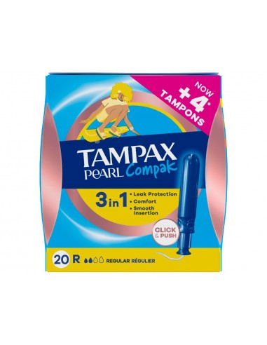 Tampon tampax pearl compak regular caja de 20 unidades