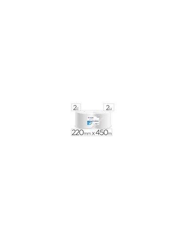 Papel secamanos lucart celulosa virgen 17,5 g 2 capas 220 mm x 450 m paquete de 2 rollos