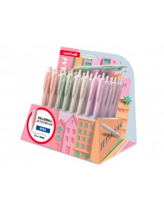 Boligrafo uni-ball jet stream sport sxn-150 tinta hibrida azul expositor de 48 unidades colores pastel surtidos