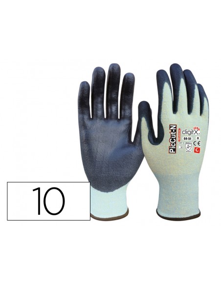 Guantes de polietileno safetop piccut-n en388 anticorte con refuerzo pulgar talla 10