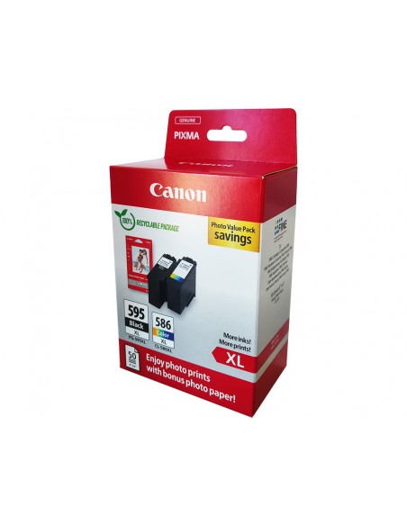 Ink-jet canon multipack pg595xl negro + cl586xl color + 50 hojas papel foto 10x15 cm Ink-jet canon multipack pg595xl negro + cl586xl color + 50 hojas papel foto 10x15 cm