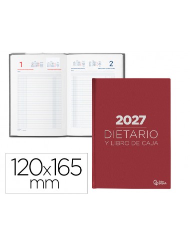 Dietario liderpapel 2027 octavo 120x165 mm dia pagina bilingue color rojo papel 70 g fsc