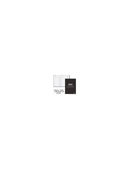 Dietario liderpapel 2027 cuarto 150x215 mm dia pagina bilingue color negro papel 70 g fsc