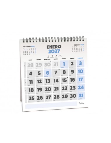 Calendario espiral triangular liderpapel de sobremesa serie clasico 2027 140x150 mm papel 128 g