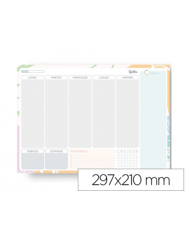 Planning semanal liderpapel teens 2027 297x210 mm con pegatinas papel 104 g