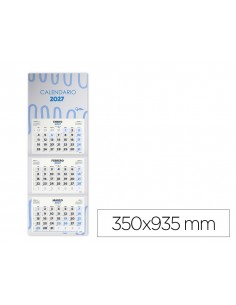Calendario pared liderpapel 3 meses vista 2027 plegable 330x700 mm papel 105 g