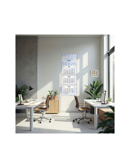 Calendario pared liderpapel 3 meses vista 2027 plegable 330x700 mm papel 105 g