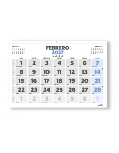 Calendario pared liderpapel clasico 2027 lomo engomado 300x300 mm papel 105 g