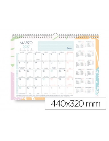 Planning mensual liderpapel teens 2027 440x320 mm con pegatinas lomo engomado papel 128 g
