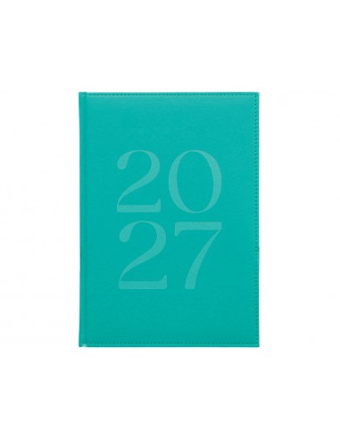 Agenda oficina liderpapel 2027 encuadernada creta dia pagina 170x240 mm bilingue 70g papel fsc turquesa