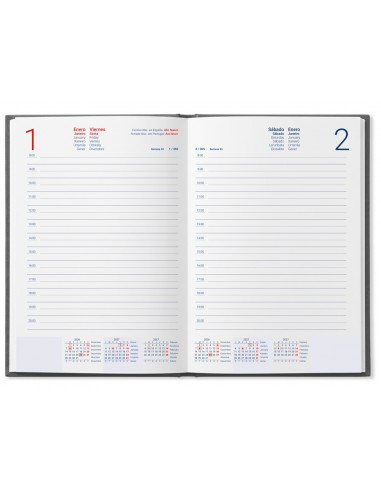 Agenda oficina liderpapel 2027 encuadernada creta dia pagina 170x240 mm bilingue 70g papel fsc gris