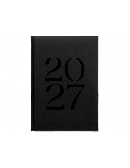 Agenda oficina liderpapel 2027 encuadernada creta semana vista a5 bilingue 70g papel fsc negro