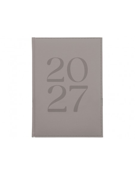 Agenda oficina liderpapel 2027 encuadernada creta semana vista a5 bilingue 70g papel fsc gris
