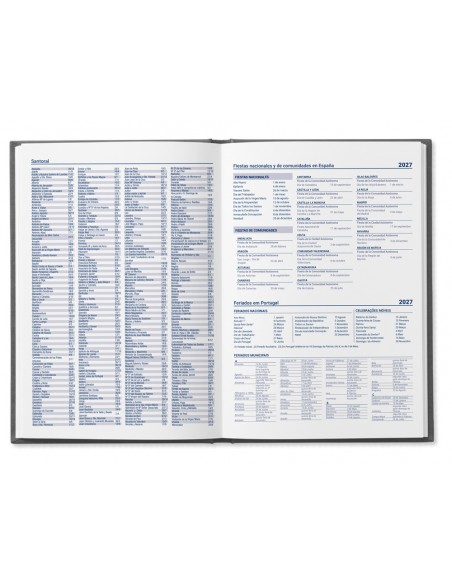 Agenda oficina liderpapel 2027 encuadernada corfu dia pagina a6 bilingue 60g papel fsc negro