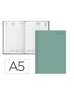 Agenda oficina liderpapel 2027 encuadernada corfu dia pagina a5 bilingue 60g papel fsc menta