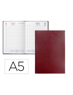 Agenda oficina liderpapel 2027 encuadernada corfu dia pagina a5 bilingue 60g papel fsc rojo