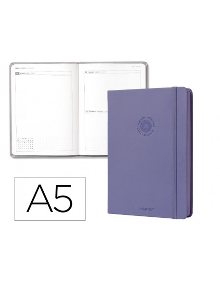 Agenda oficina antartik 2027 encuadernada dia pagina a5 bilingue 70g papel fsc 70g papel fsc malva
