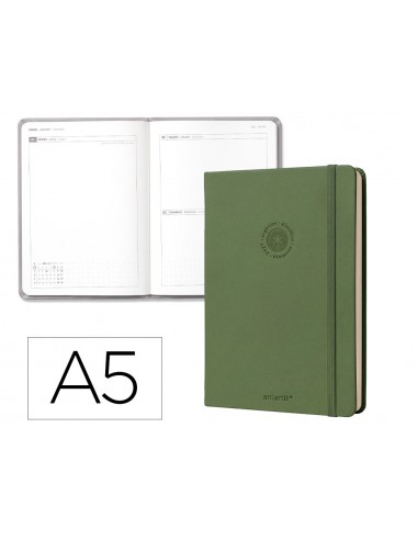 Agenda oficina antartik 2027 encuadernada dia pagina a5 bilingue 70g papel fsc verde