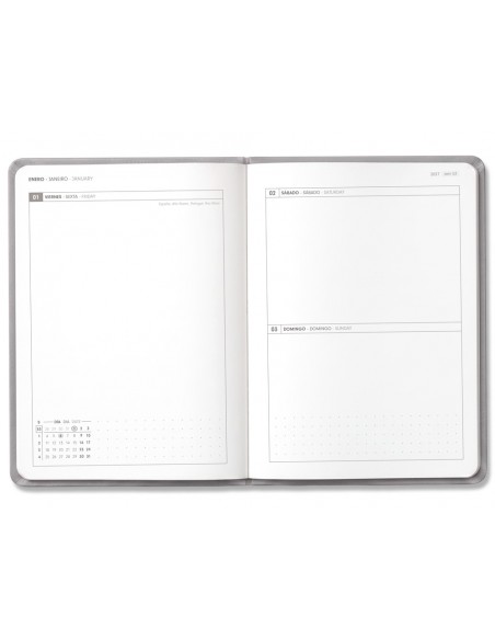 Agenda oficina antartik 2027 encuadernada dia pagina a5 bilingue 70g papel fsc burdeos