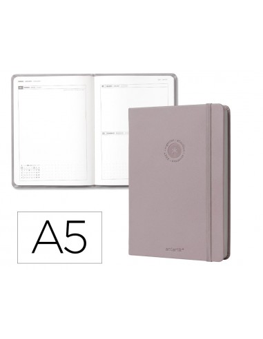 Agenda oficina antartik 2027 encuadernada dia pagina a5 bilingue 70g papel fsc gris