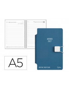 Agenda oficina liderpapel 2027 encuadernada tilos dia pagina a5 bilingue 70g papel fsc celeste