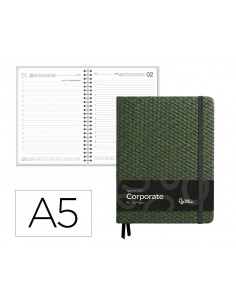 Agenda oficina liderpapel 2027 encuadernada corporate dia pagina a5 bilingue 70g papel fsc verde