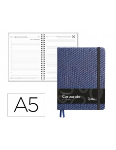 Agenda oficina liderpapel 2027 encuadernada corporate dia pagina a5 bilingue 70g papel fsc azul